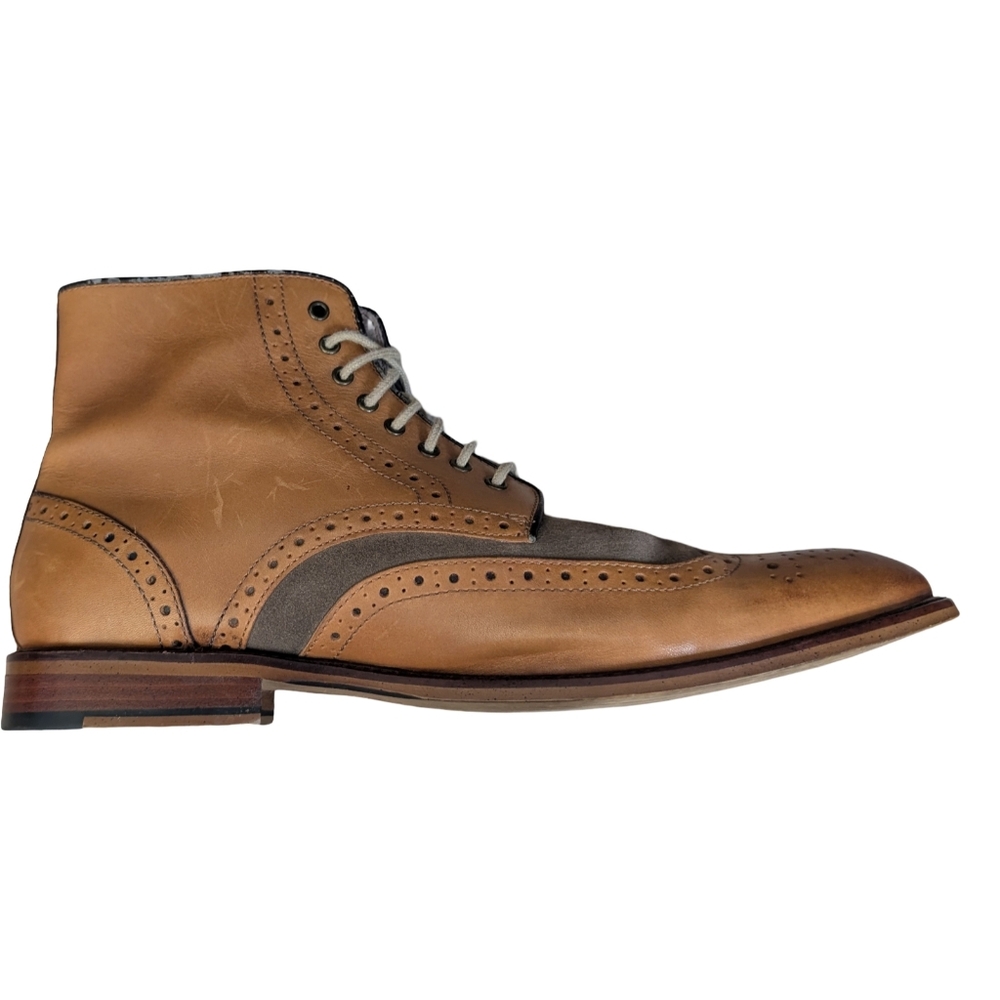 Joseph Abboud Tan Wingtip Ankle Boots 10.5 - Picture 6 of 14